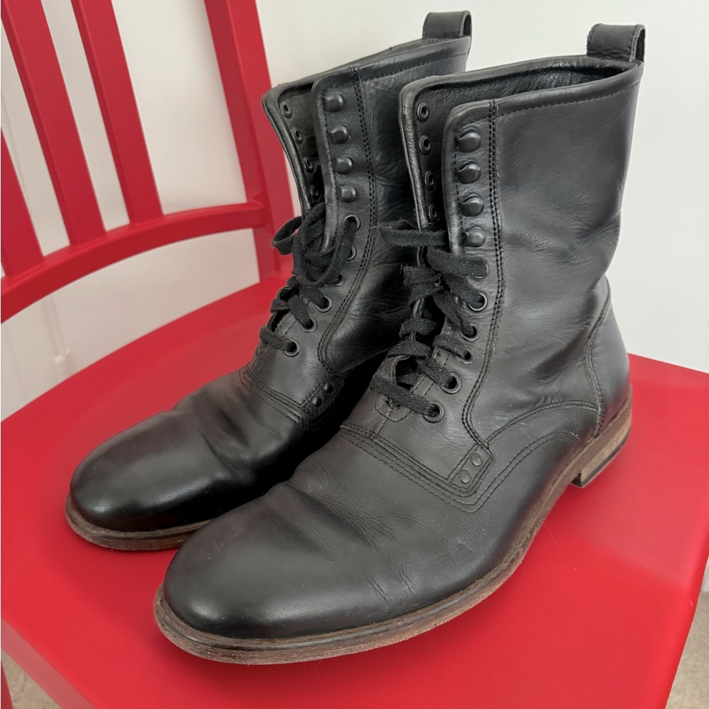 John Varvatos Black Lace Up Boots 8.5